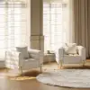Axial Performance Leather Upholstered Accent Chair in Gold Finish Set of 2 – Aurora Faux