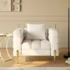 Axial Performance Leather Upholstered Accent Chair in Gold Finish Set of 2 – Aurora Faux