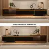 Quoint Extendable TV Stand with 3 Drawers (180 - 255 cm) and Light