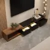 Quoint Extendable TV Stand with 3 Drawers (180 - 255 cm) and Light