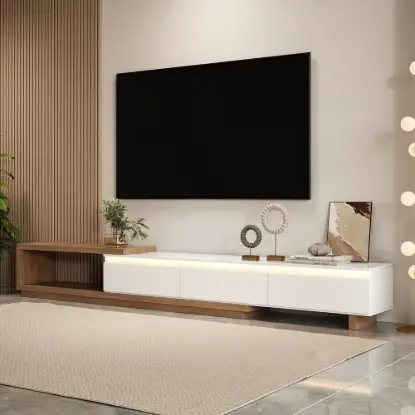 Picture of Quoint 180 - 255 cm Extendable TV Unit with 3 Drawers & Light – AUD-H1587