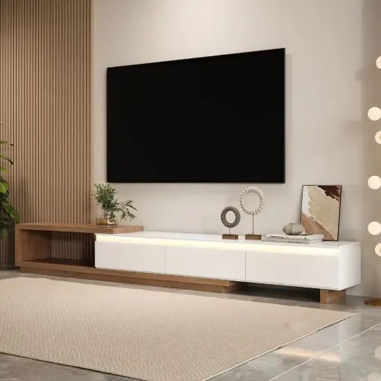 Quoint 180 - 255 cm Extendable TV Unit with 3 Drawers & Light – AUD-H1587