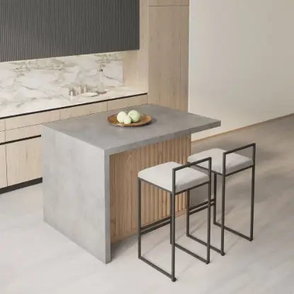 Picture of Modern 130 cm Wood Kitchen Island with Storage, Natural & Gray