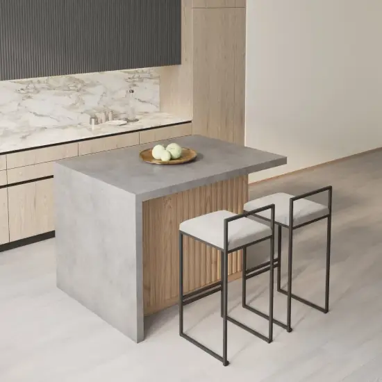 Modern 130 cm Wood Kitchen Island with Storage, Natural & Gray