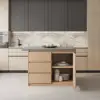Modern 130 cm Wood Kitchen Island with Storage, Natural & Gray