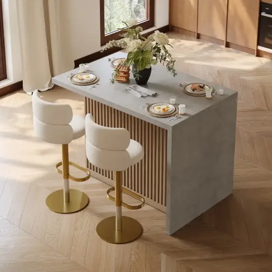 Modern 127 cm Wood Kitchen Island with Storage, Natural & Grey
