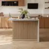 Modern 127 cm Wood Kitchen Island with Storage, Natural & Grey