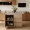 Modern 127 cm Wood Kitchen Island with Storage, Natural & Grey