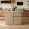 Modern 127 cm Wood Kitchen Island with Storage, Natural & Grey