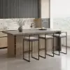 Japandi 183 cm Wood Kitchen Island with Storage, Concrete Grey & Natural – Style Tabletop