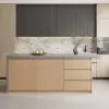 Japandi 183 cm Wood Kitchen Island with Storage, Concrete Grey & Natural – Style Tabletop
