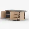 Japandi 183 cm Wood Kitchen Island with Storage, Concrete Grey & Natural – Style Tabletop