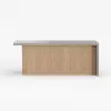 Japandi 183 cm Wood Kitchen Island with Storage, Concrete Grey & Natural – Style Tabletop