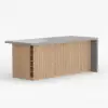 Japandi 183 cm Wood Kitchen Island with Storage, Concrete Grey & Natural – Style Tabletop