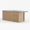 Japandi 183 cm Wood Kitchen Island with Storage, Concrete Grey & Natural – Style Tabletop