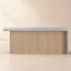 Japandi 183 cm Wood Kitchen Island with Storage, Concrete Grey & Natural – Style Tabletop