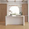 Modern 180 cm Glossy Sintered Stone Kitchen Island with Cabinets & Towel Rack