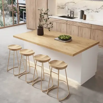 Picture of Japandi 183 cm Natural & White Kitchen Island with Storage & LED Lighting