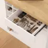 Japandi 183 cm Natural & White Kitchen Island with Storage & LED Lighting