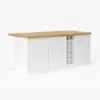 Japandi 183 cm Natural & White Kitchen Island with Storage & LED Lighting