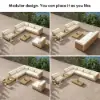 Grida 9-Piece Outdoor Natural Teak Modular Sectional Sofa Set with Coffee Table in Ivory