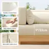 Grida 9-Piece Outdoor Natural Teak Modular Sectional Sofa Set with Coffee Table in Ivory