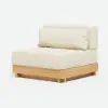 Grida 9-Piece Outdoor Natural Teak Modular Sectional Sofa Set with Coffee Table in Ivory