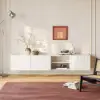 Wall or Floor Mounting 1800 mm White TV Lowboard with Drawers
