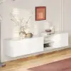 Wall or Floor Mounting 1800 mm White TV Lowboard with Drawers