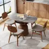 1200mm Modern Extendable Round Dining Table Seats 4-6 People Gray