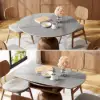 1200mm Modern Extendable Round Dining Table Seats 4-6 People Gray