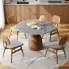 1200mm Modern Extendable Round Dining Table Seats 4-6 People Gray