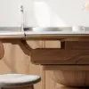 1200mm Modern Extendable Round Dining Table Seats 4-6 People Gray