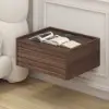 Wooden 1-Drawer Floating Bedside Table with Light & Charging Station – Rectangular – AUD-H1604