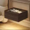 Wooden 1-Drawer Floating Nightstand with Light & Charging Station, 2er Set – Rectangular