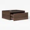 Wooden 1-Drawer Floating Nightstand with Light & Charging Station, 2er Set – Rectangular