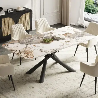 Picture of Modern 160 cm Rectangle Glossy Pandora Sintered Stone Dining Table, Seats 4