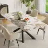 Modern 160 cm Rectangle Glossy Pandora Sintered Stone Dining Table, Seats 4