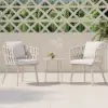 Outdoor Rope Weave & Aluminium Dining Chairs in Beige, Set of 4 – Grey
