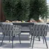Picture of Outdoor Rope Weave & Aluminium Dining Chairs in Beige, Set of 4 – Black