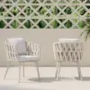 Outdoor Rope Weave & Aluminium Dining Chairs in Beige, Set of 6