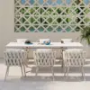 Outdoor Rope Weave & Aluminium Dining Chairs in Beige, Set of 6