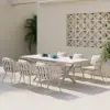 Outdoor Rope Weave & Aluminium Dining Chairs in Beige, Set of 6