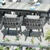 Outdoor Rope Weave & Aluminium Dining Chairs in Grey, Set of 6