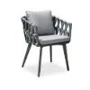 Outdoor Rope Weave & Aluminium Dining Chairs in Grey, Set of 6