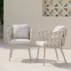 Outdoor Rope Weave & Aluminium Dining Chairs in Beige, Set of 8