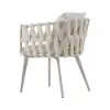 Outdoor Rope Weave & Aluminium Dining Chairs in Beige, Set of 8