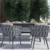 Outdoor Rope Weave & Aluminium Dining Chairs in Grey, Set of 8
