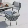 Outdoor Rope Weave & Aluminium Dining Chairs in Grey, Set of 8