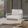 Picture of Ropipe Outdoor Aluminium & Rope Weave 1-Seater Swing Sofa in White, Set of 2